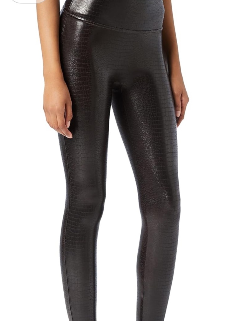 SPANX Faux Leather Croc-Embossed Leggings in Black/Brown NWT